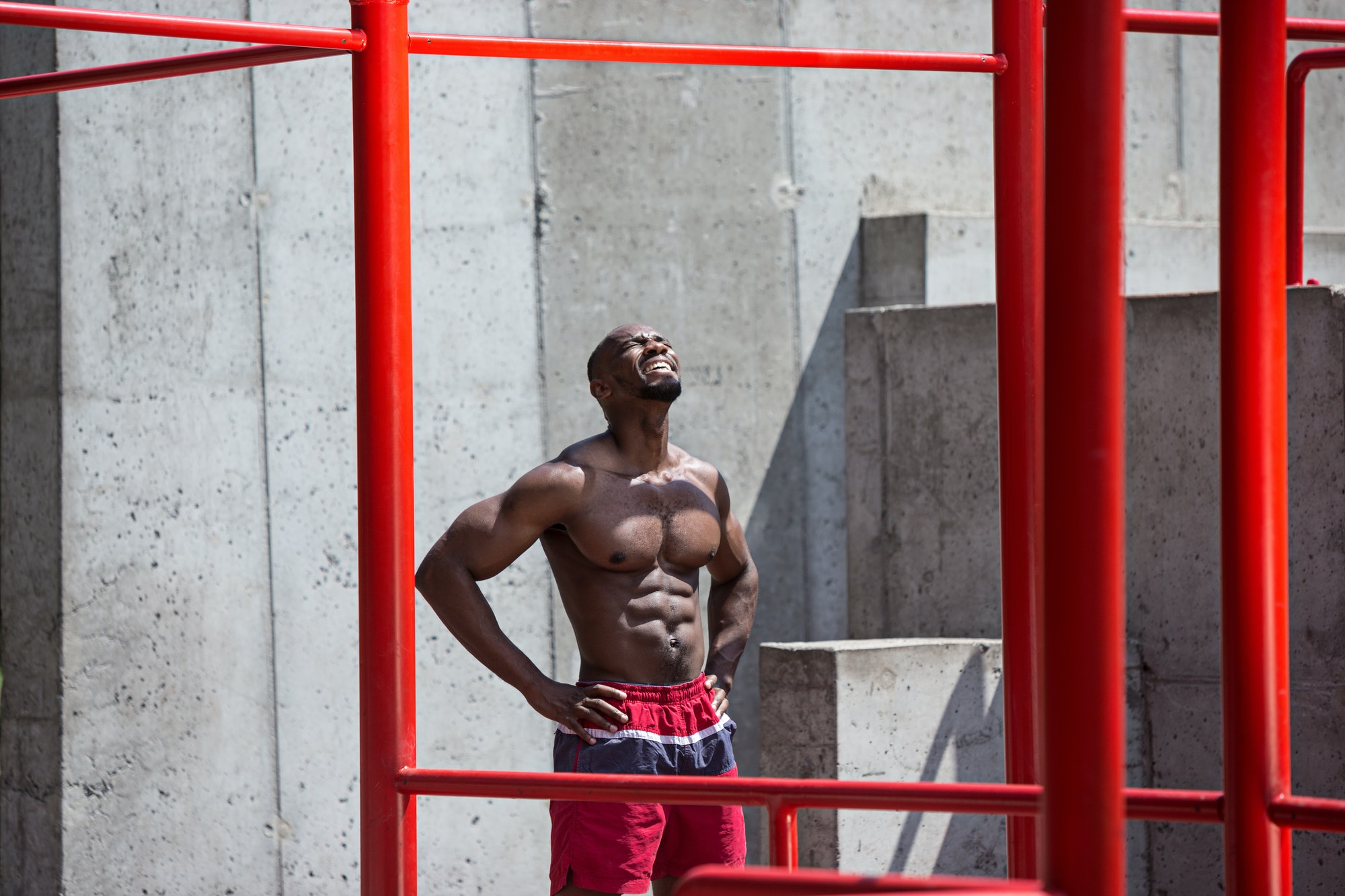 Athlete doing exercises at stadium